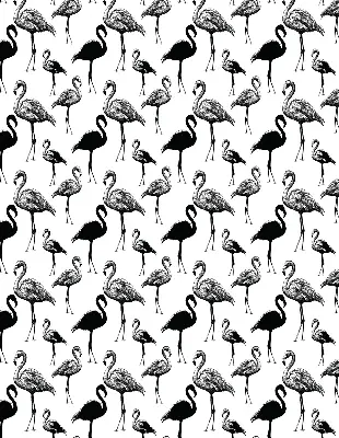 Fensterrollo für den Innenbereich mit schwarzem Flamingomuster