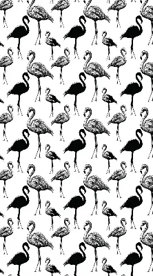 Fensterrollo für den Innenbereich mit schwarzem Flamingomuster