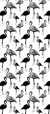 Fensterrollo für den Innenbereich mit schwarzem Flamingomuster