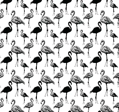 Fensterrollo für den Innenbereich mit schwarzem Flamingomuster
