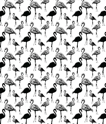 Fensterrollo für den Innenbereich mit schwarzem Flamingomuster
