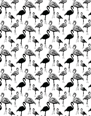 Fensterrollo für den Innenbereich mit schwarzem Flamingomuster