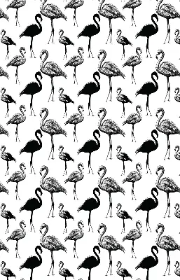Fensterrollo für den Innenbereich mit schwarzem Flamingomuster