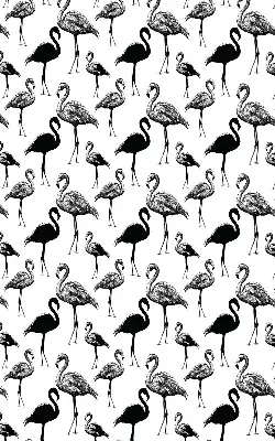 Fensterrollo für den Innenbereich mit schwarzem Flamingomuster