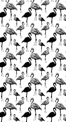 Fensterrollo für den Innenbereich mit schwarzem Flamingomuster
