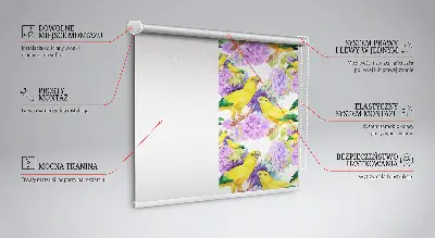 Fensterrollo für den Innenbereich mit gelbem Papageienmotiv