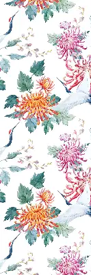 Fensterrollo mit Motiv Reiher und Blume