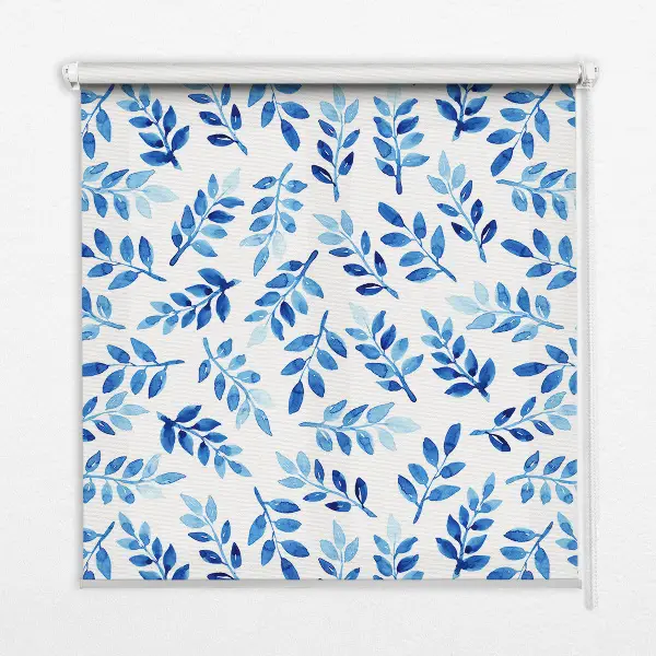 Fensterrollo mit Motiv blaue Blätter