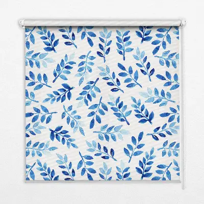 Fensterrollo mit Motiv blaue Blätter