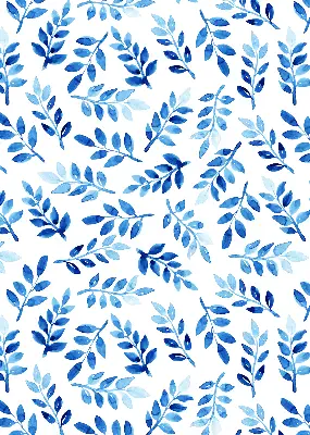 Fensterrollo mit Motiv blaue Blätter