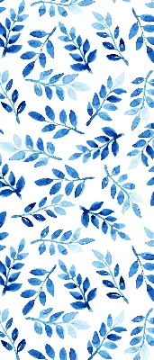 Fensterrollo mit Motiv blaue Blätter