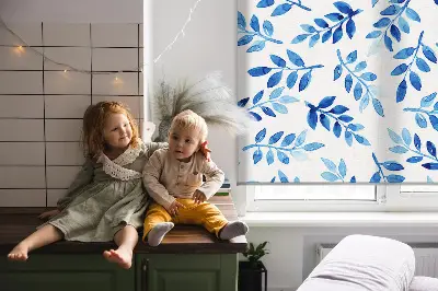 Fensterrollo mit Motiv blaue Blätter