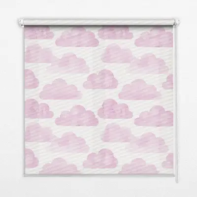 Fensterrollo für den Innenbereich mit rosa Wolkenmotiv