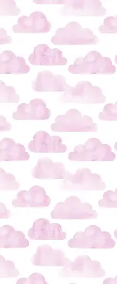 Fensterrollo für den Innenbereich mit rosa Wolkenmotiv