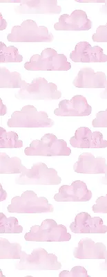 Fensterrollo für den Innenbereich mit rosa Wolkenmotiv
