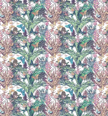 Fensterrollo mit Motiv von Schmetterlingen auf Blumen