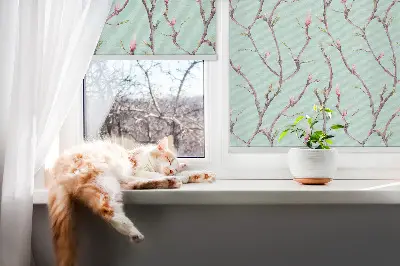 Fensterrollo für den Innenbereich mit Zweigemotiv