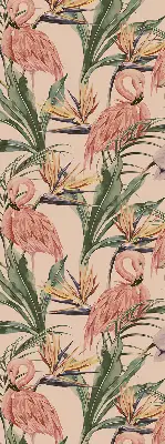 Fensterrollo mit Motiv Flamingos und Blumen