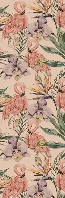Fensterrollo mit Motiv Flamingos und Blumen