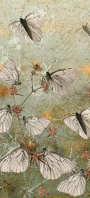 Fensterrollo mit Motiv Schmetterlinge auf der Wiese
