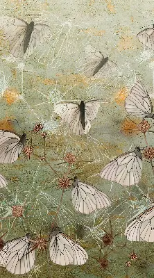 Fensterrollo mit Motiv Schmetterlinge auf der Wiese