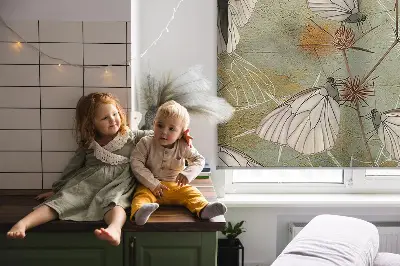 Fensterrollo mit Motiv Schmetterlinge auf der Wiese
