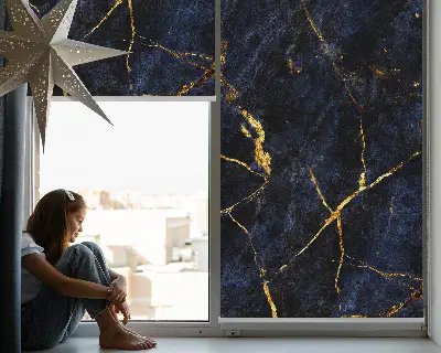 Rollo mit marineblauem Marmordesign