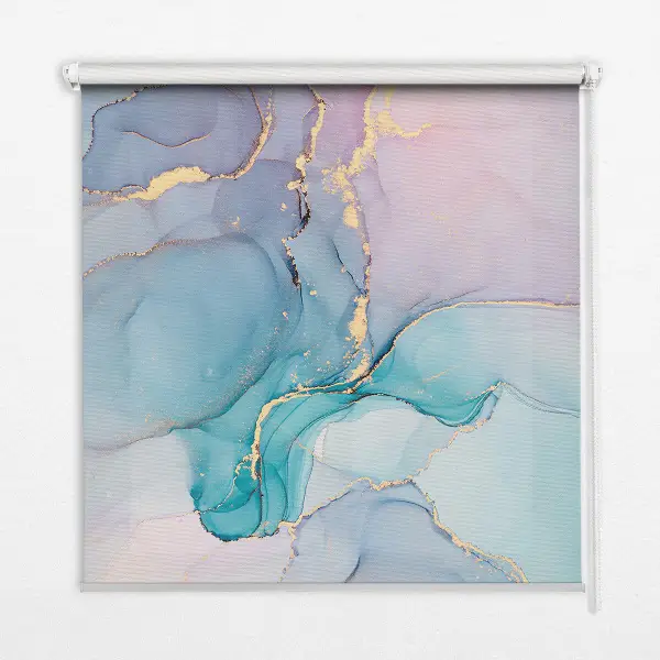 Fensterrollo mit blauem Marmordesign