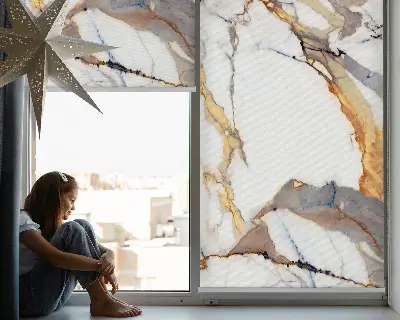 Fensterrollo für den Innenbereich mit Marmoroptik