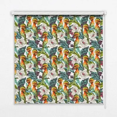 Fensterrollo mit Motiv von Vögeln und Blumen