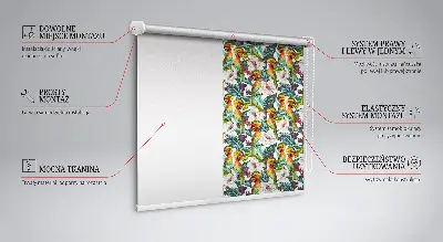 Fensterrollo mit Motiv von Vögeln und Blumen