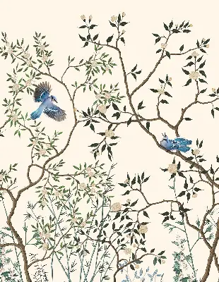 Fensterrollo für den Innenbereich mit Motiv Vögel auf einem Baum