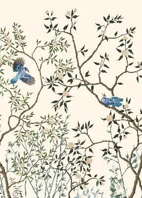 Fensterrollo für den Innenbereich mit Motiv Vögel auf einem Baum