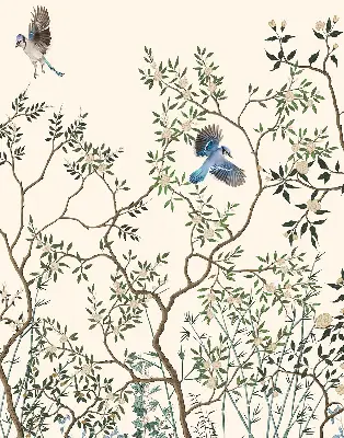 Fensterrollo für den Innenbereich mit Motiv Vögel auf einem Baum