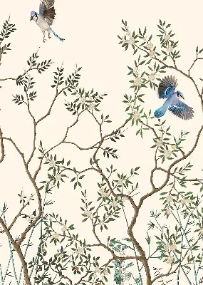 Fensterrollo für den Innenbereich mit Motiv Vögel auf einem Baum