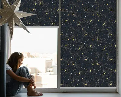 Fensterrollo mit Mond und Sterne Motiv