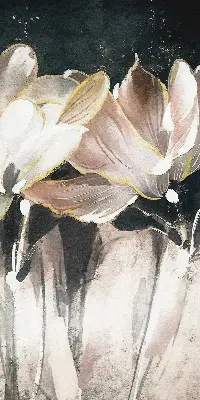 Rollo Fenster mit Motiv gemalter Blumen