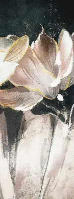 Rollo Fenster mit Motiv gemalter Blumen