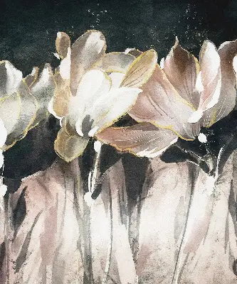 Rollo Fenster mit Motiv gemalter Blumen