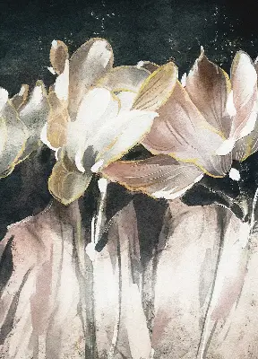 Rollo Fenster mit Motiv gemalter Blumen