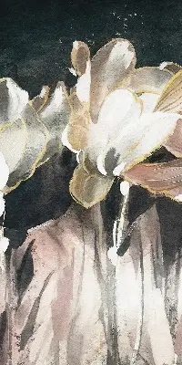 Rollo Fenster mit Motiv gemalter Blumen