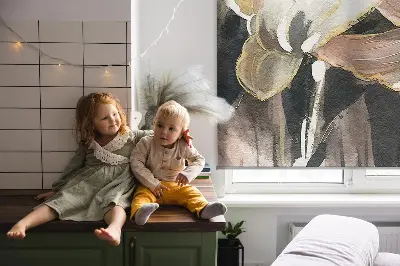 Rollo Fenster mit Motiv gemalter Blumen