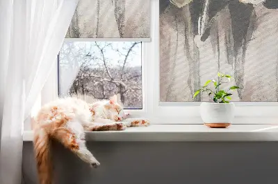 Rollo Fenster mit Motiv gemalter Blumen