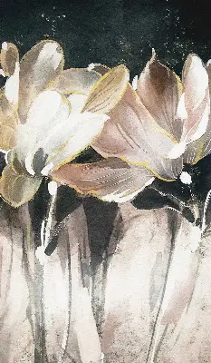 Rollo Fenster mit Motiv gemalter Blumen