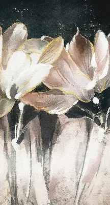 Rollo Fenster mit Motiv gemalter Blumen