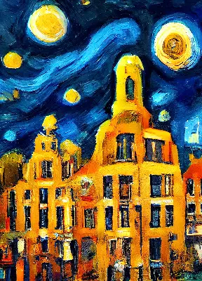 Fensterrollo mit dem Motiv einer gemalten Stadt