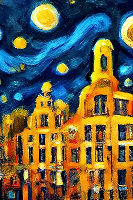 Fensterrollo mit dem Motiv einer gemalten Stadt