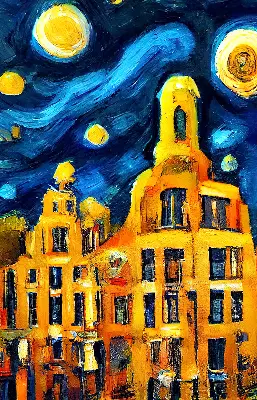 Fensterrollo mit dem Motiv einer gemalten Stadt