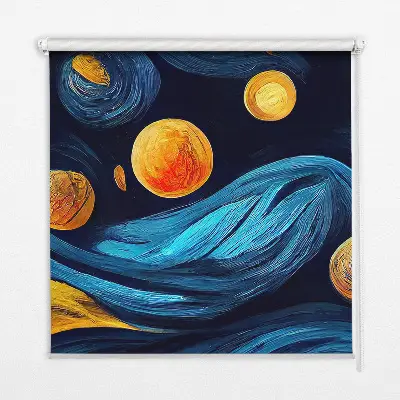 Fensterrollo für den Innenbereich mit Planetenmotiv