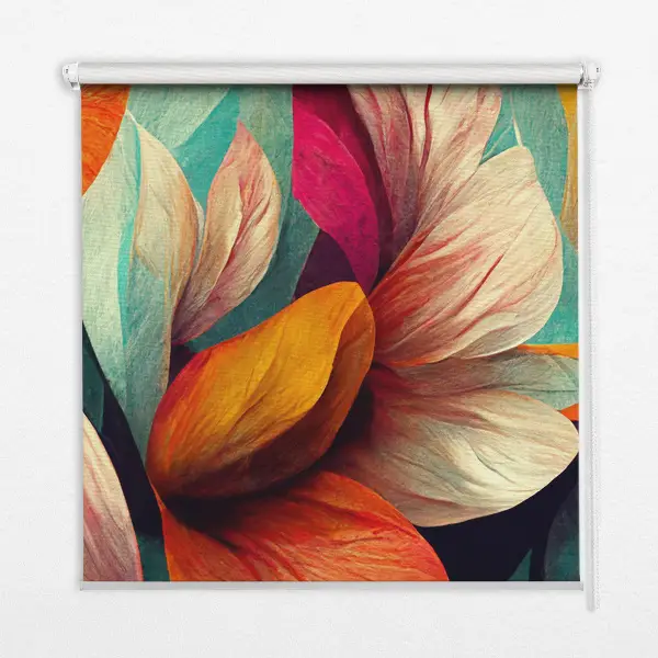 Fensterrollo mit abstraktem Blumenmotiv